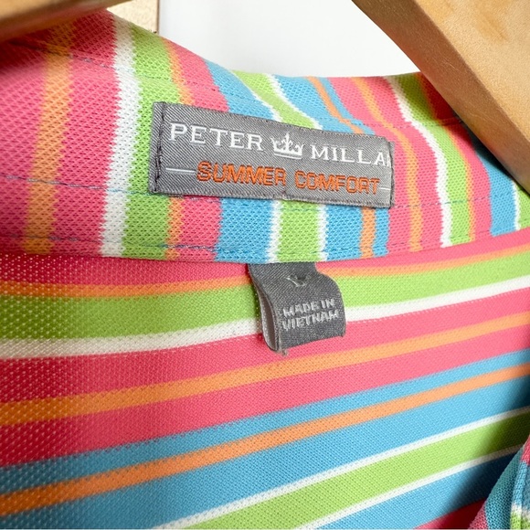 Peter Millar Men's Summer Comfort Polo Shirt L Multicolor Striped Short Sleeve - Picture 5 of 11